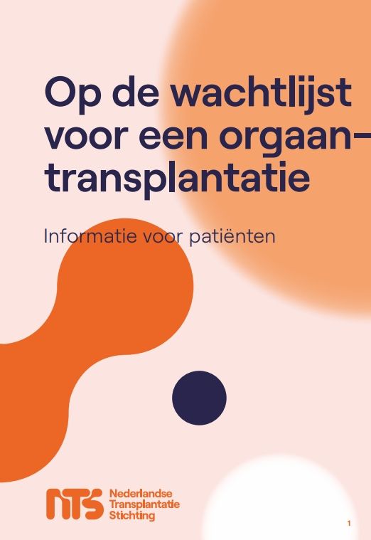 Hier staat een plaatje van de voorkant van de folder 'Op de wachtlijst voor een orgaantransplantie'
