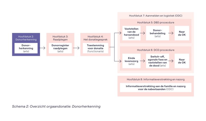 In dit schema van het Modelprotocol ziet u een overzicht van de Donorherkenning
