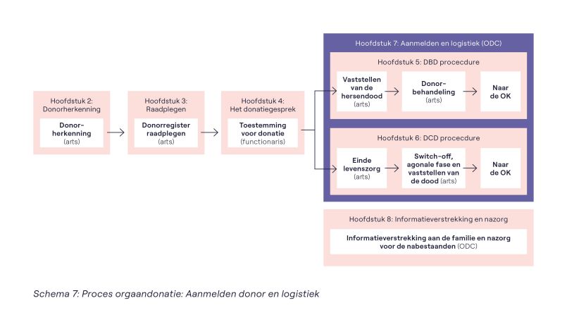 Schema 7 Proces orgaandonatie - Informatieverstrekking aan familie en nazorg