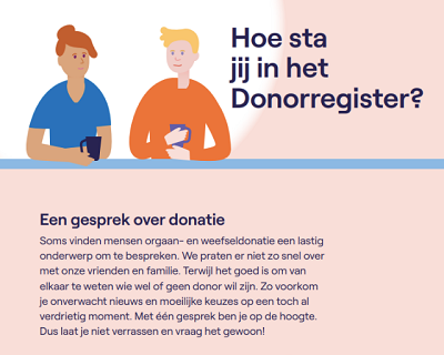 Dit is een afbeelding van de flyer hoe sta jij in het Donorregister?